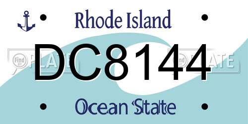 DC8144 Rhode Island License Plate