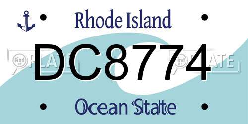 DC8774 Rhode Island License Plate