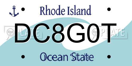 DC8G0T Rhode Island License Plate