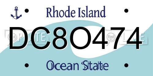 DC8O474 Rhode Island License Plate