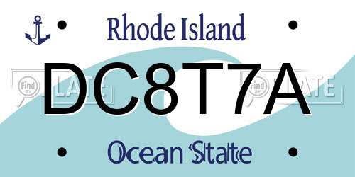 DC8T7A Rhode Island License Plate