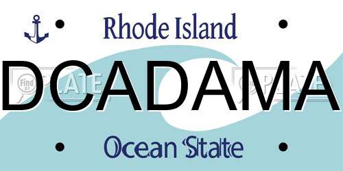 DCADAMA Rhode Island License Plate
