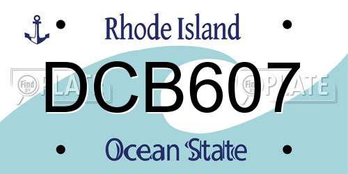 DCB607 Rhode Island License Plate