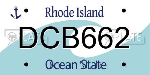 DCB662 Rhode Island License Plate