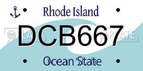 DCB667 Rhode Island License Plate