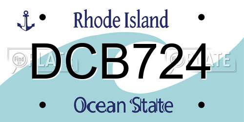DCB724 Rhode Island License Plate