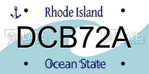 DCB72A Rhode Island License Plate