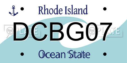 DCBG07 Rhode Island License Plate