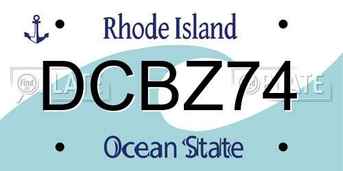 DCBZ74 Rhode Island License Plate
