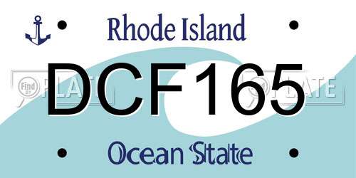 DCF165 Rhode Island License Plate