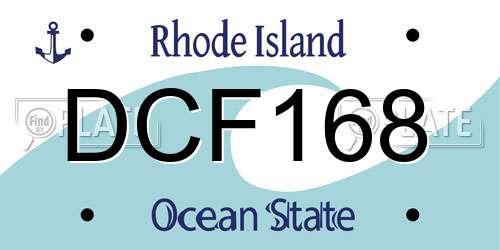 DCF168 Rhode Island License Plate