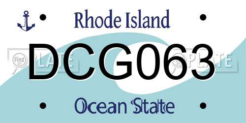 DCG063 Rhode Island License Plate