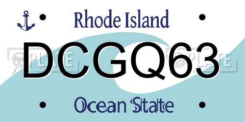 DCGQ63 Rhode Island License Plate