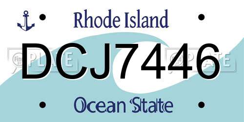 DCJ7446 Rhode Island License Plate