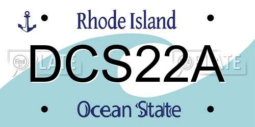 DCS22A Rhode Island License Plate