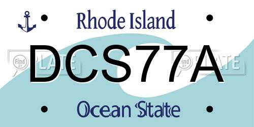 DCS77A Rhode Island License Plate
