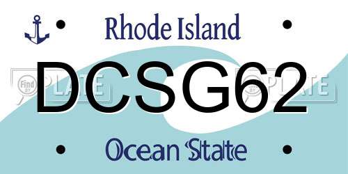 DCSG62 Rhode Island License Plate