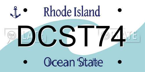DCST74 Rhode Island License Plate