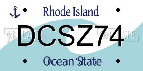 DCSZ74 Rhode Island License Plate