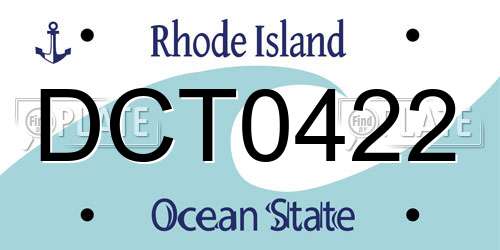 DCT0422 Rhode Island License Plate