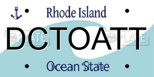 DCTOATT Rhode Island License Plate