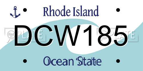 DCW185 Rhode Island License Plate