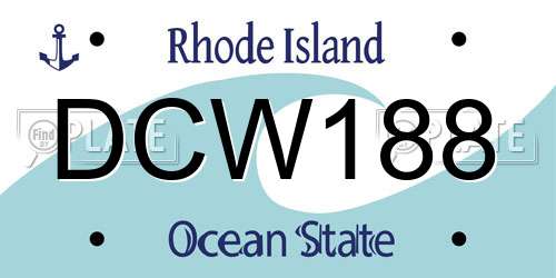 DCW188 Rhode Island License Plate