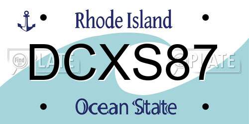 DCXS87 Rhode Island License Plate