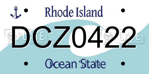 DCZ0422 Rhode Island License Plate