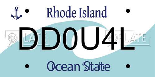 DD0U4L Rhode Island License Plate