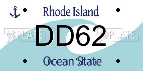 DD62 Rhode Island License Plate