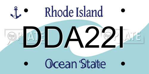 DDA22I Rhode Island License Plate