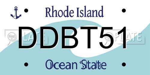 DDBT51 Rhode Island License Plate