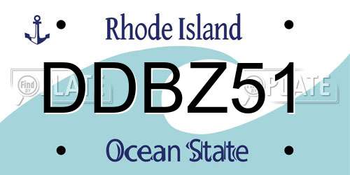 DDBZ51 Rhode Island License Plate