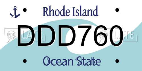 DDD760 Rhode Island License Plate