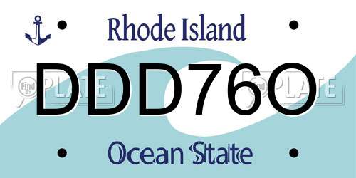 DDD76O Rhode Island License Plate