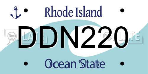 DDN220 Rhode Island License Plate