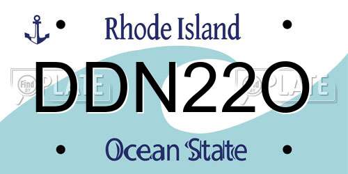 DDN22O Rhode Island License Plate