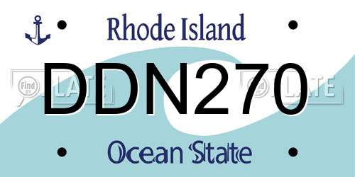 DDN270 Rhode Island License Plate