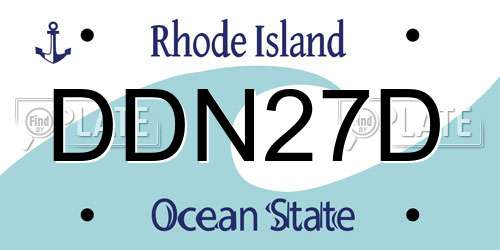 DDN27D Rhode Island License Plate
