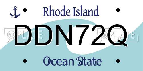 DDN72Q Rhode Island License Plate