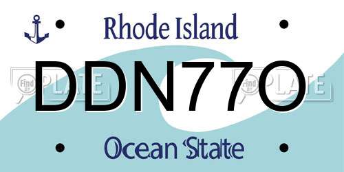 DDN77O Rhode Island License Plate