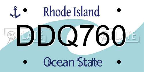 DDQ760 Rhode Island License Plate