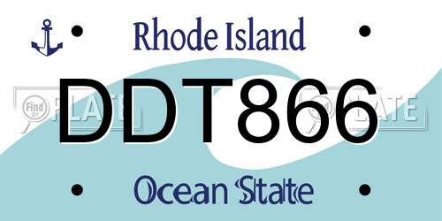 DDT866 Rhode Island License Plate