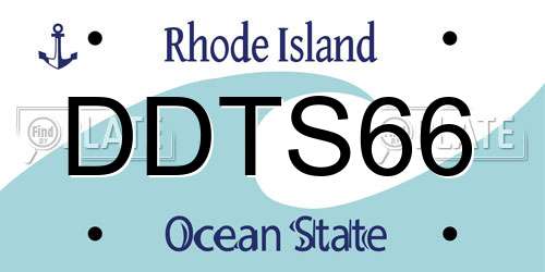 DDTS66 Rhode Island License Plate