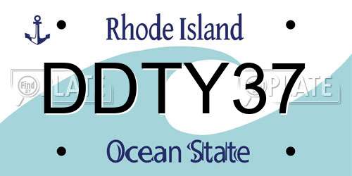 DDTY37 Rhode Island License Plate