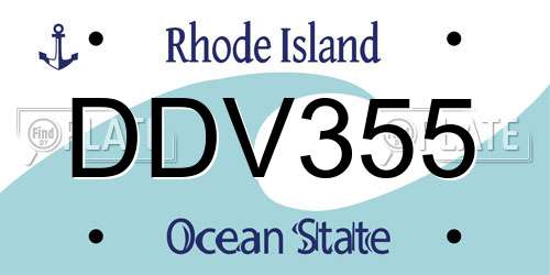 DDV355 Rhode Island License Plate
