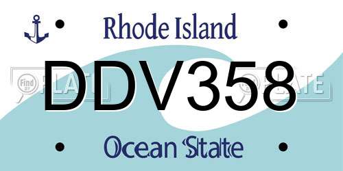 DDV358 Rhode Island License Plate