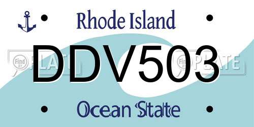 DDV503 Rhode Island License Plate
