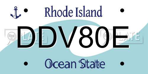 DDV80E Rhode Island License Plate
